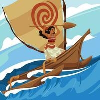 Girl Sailing On The Sea vector