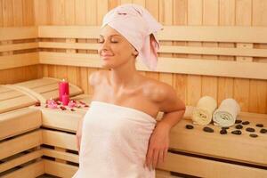 A woman in the sauna photo