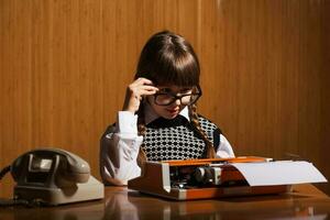 A girl who plays the role of a secretary photo