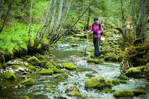 A woman hiking photo