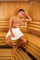 A man in a sauna photo