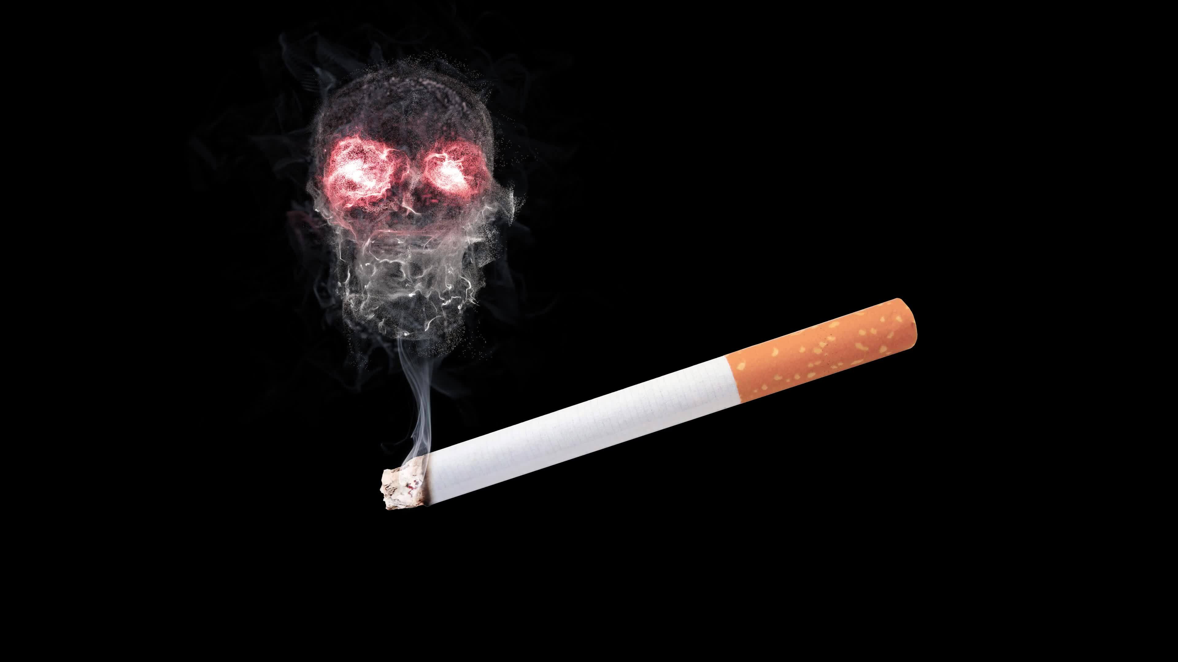 smoking dangerous cigarette with toxic skull smoke smoking cigarette