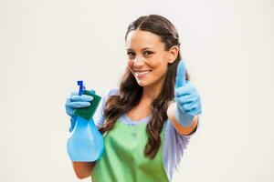 A woman who is going to clean the house photo