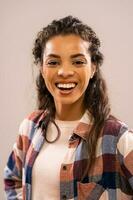 Portrait of a happy African American woman photo