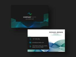 Double-Sides Business Card Design With Abstract Waves. vector