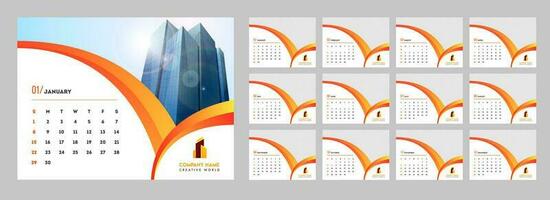 Set of 2019 monthly calendar design with space for your image. vector