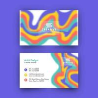 Front And Back View Of Creative Business Card With Abstract Wave Blurred. vector