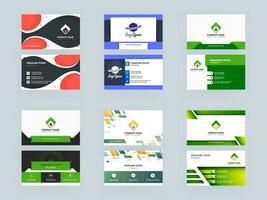 Front and Back View of Business Card or Visiting Card Design Set with Abstract Pattern. vector