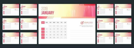 2019 anual calendario diseño con espacio para tu imagen. vector