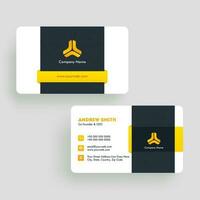Front and back view of business card design with company details. vector