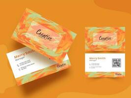 Front and back view of company card or visiting card design with abstract marble background. vector