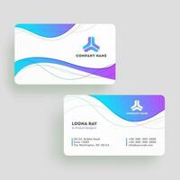 Front and back view of business card or visiting card design with wavy pattern. vector