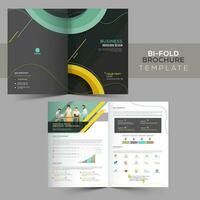 Bi-Fold Brochure Template Layout in Front and Back View for Business Concept. vector