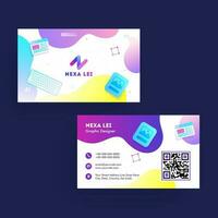 Business card or horizontal template design in front and back view. vector