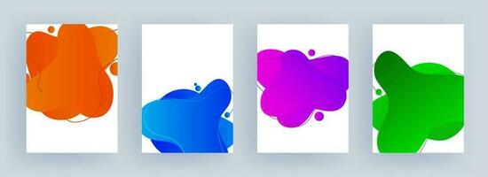 Fluid art abstract background in four color options. Can be used as template or flyer design. vector