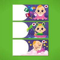Cute Baby Cartoon In Various Activities Banner Set vector