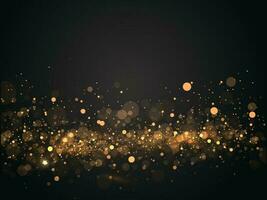 Abstract Golden Bokeh Lights Effect on Black Background. vector