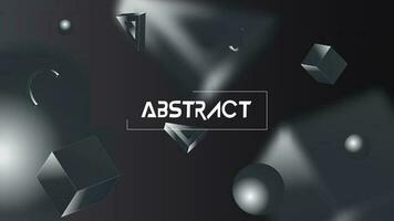 3D Render Geometric Elements on Abstract Black Background. vector