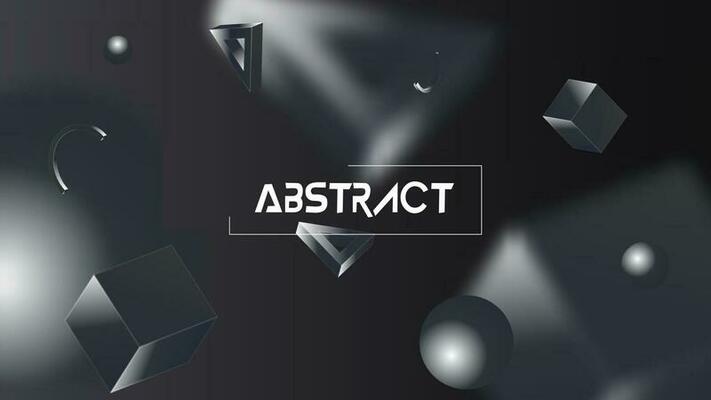 3D Render Geometric Elements on Abstract Black Background.