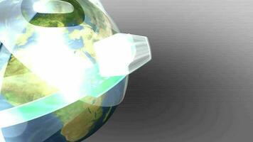 Earth inside futuristic shell, background. video