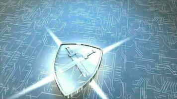 Digital shield, data and security concept animation. video