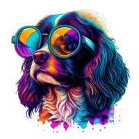 illustratie grafisch van kleurrijk hond vervelend zonnebril geïsoleerd mooi zo voor icoon, mascotte, afdrukken, ontwerp element ai generatief png