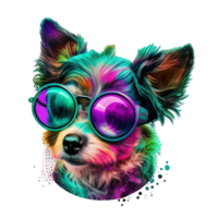 Illustration Grafik von bunt Hund tragen Sonnenbrille isoliert gut zum Symbol, Maskottchen, drucken, Design Element ai generativ png