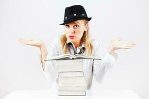 Portrait of a woman with books photo