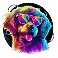 illustration graphique de coloré chien portant des lunettes de soleil isolé bien pour icône, mascotte, imprimer, conception élément ai génératif png