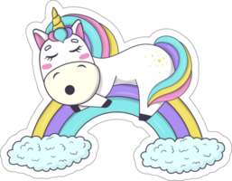 unicornio pegatinas dibujos animados ai generativo png