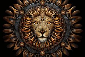 lion Animal mandala fractal illustration photo