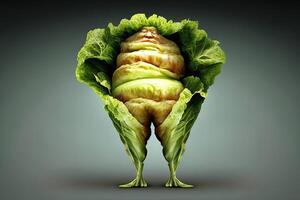 Lettuce Human shape vegetable Creative diet food healthy eating concept photo of human made of fresh fruits and vegetables illustration generative ai