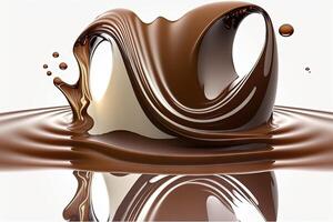 Liquid chocolate wave on white background illustration photo