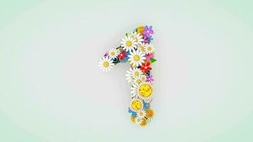 numérico dígito floral animación, 1. video