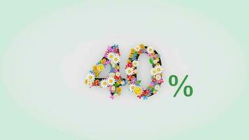 Numerical digit floral animation, 40 percent. video