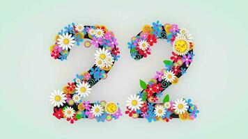 numérico dígito floral animación, 22 video