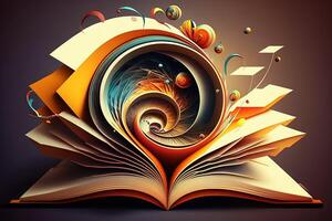 international literacy day with books, globe abstract concept illustration photo