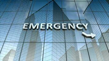 Emergency signage on glass building video