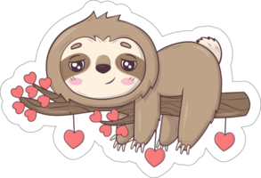Cute sloth character set for Valentines day holiday png