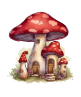Watercolor Fairy Mushroom House png