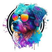 illustrazione grafico di colorato cane indossare occhiali da sole isolato bene per icona, mascotte, Stampa, design elemento ai generativo png