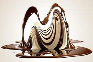 Liquid chocolate wave on white background illustration photo