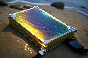 Liquid solar flexible charger portable device of the future giving unlimited power illustration photo