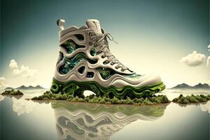 Liquid shoes of the future multiforming in all terrains illustration photo