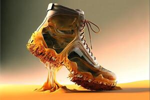 Liquid shoes of the future multiforming in all terrains illustration photo