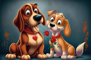 dog valentine day cartoon illustration photo