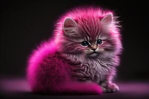 Magenta fluffy kitten illustration photo