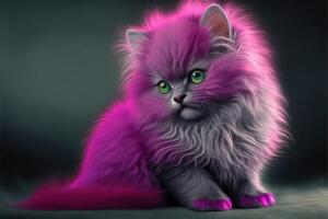Magenta fluffy kitten illustration photo