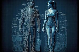 man and woman human blueprint illustration photo