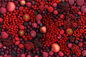 rojo frutas mezclado parte superior ver ilustración generativo ai foto